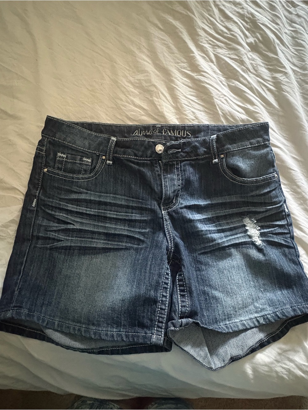 Almost Famous Blue Distressed Denim Shorts